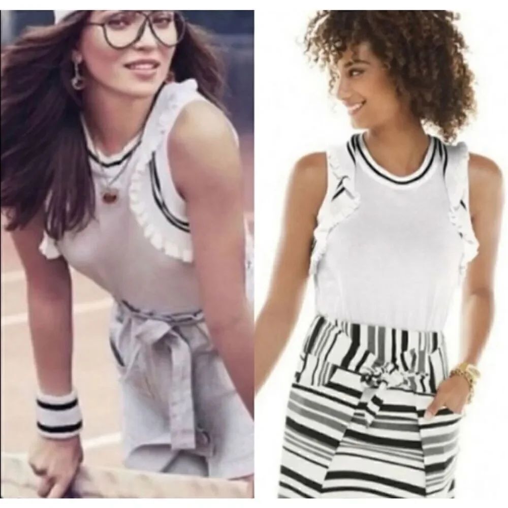 CAbi Topspin knit tee with ruffles style 5199 Small